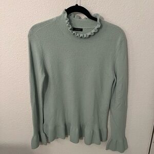Halogen Light Blue Ruffle Trim Sweater
